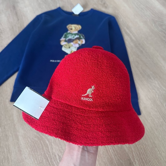 Kangol Bucket Hat Bermuda Casual Red Color Unisex Authentic Size S - Picture 1 of 8